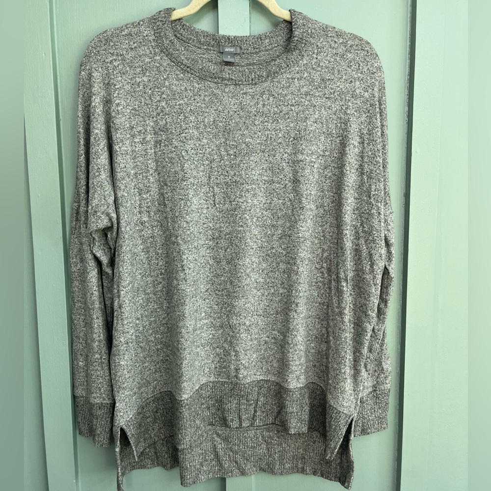 Aerie Light Gray Oversized Crewneck Sweater Soft Side Slit Loungewear, Size XS